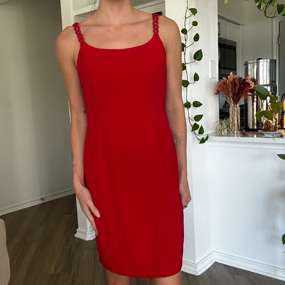 Opera Richards 90's Red Dress Women’s Vintage Sleeveless Cocktail Size 14 Large